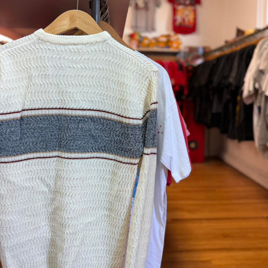 Vintage 90s Striped Knit Sweater - Medium (W)