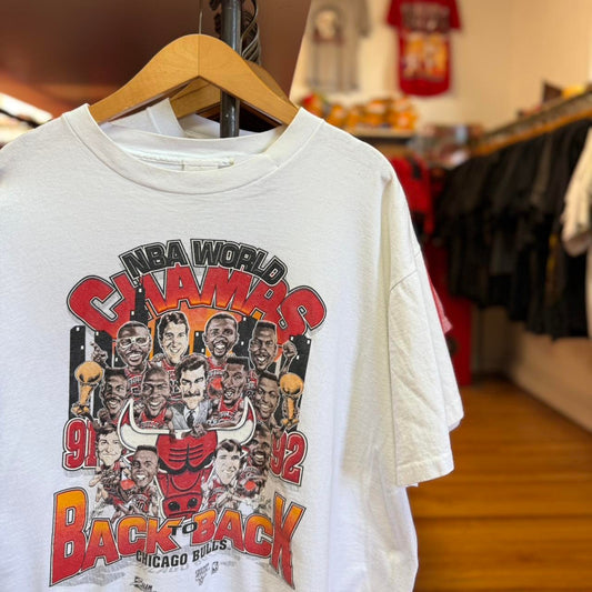 Vintage 90s Chicago Bulls Back 2 Back Champs NBA T-Shirt