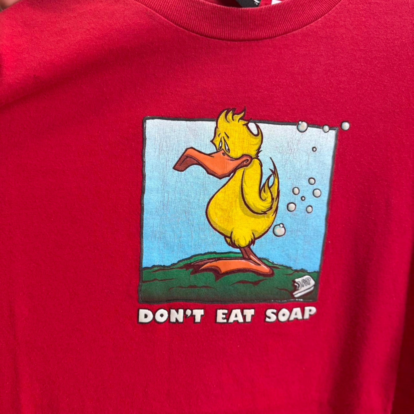 Vintage 90s Duck Don’t Eat Soap Humor Funny T-Shirt