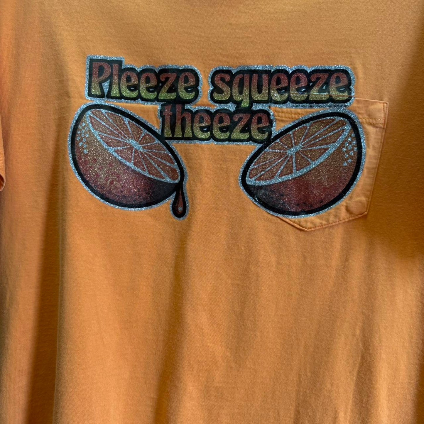 Vintage Please Squeeze Me Orange Russell Athletics T-Shirt