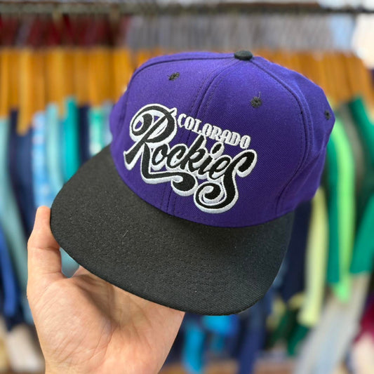 Vintage 90s Colorado Rockies Cursive Snapback
