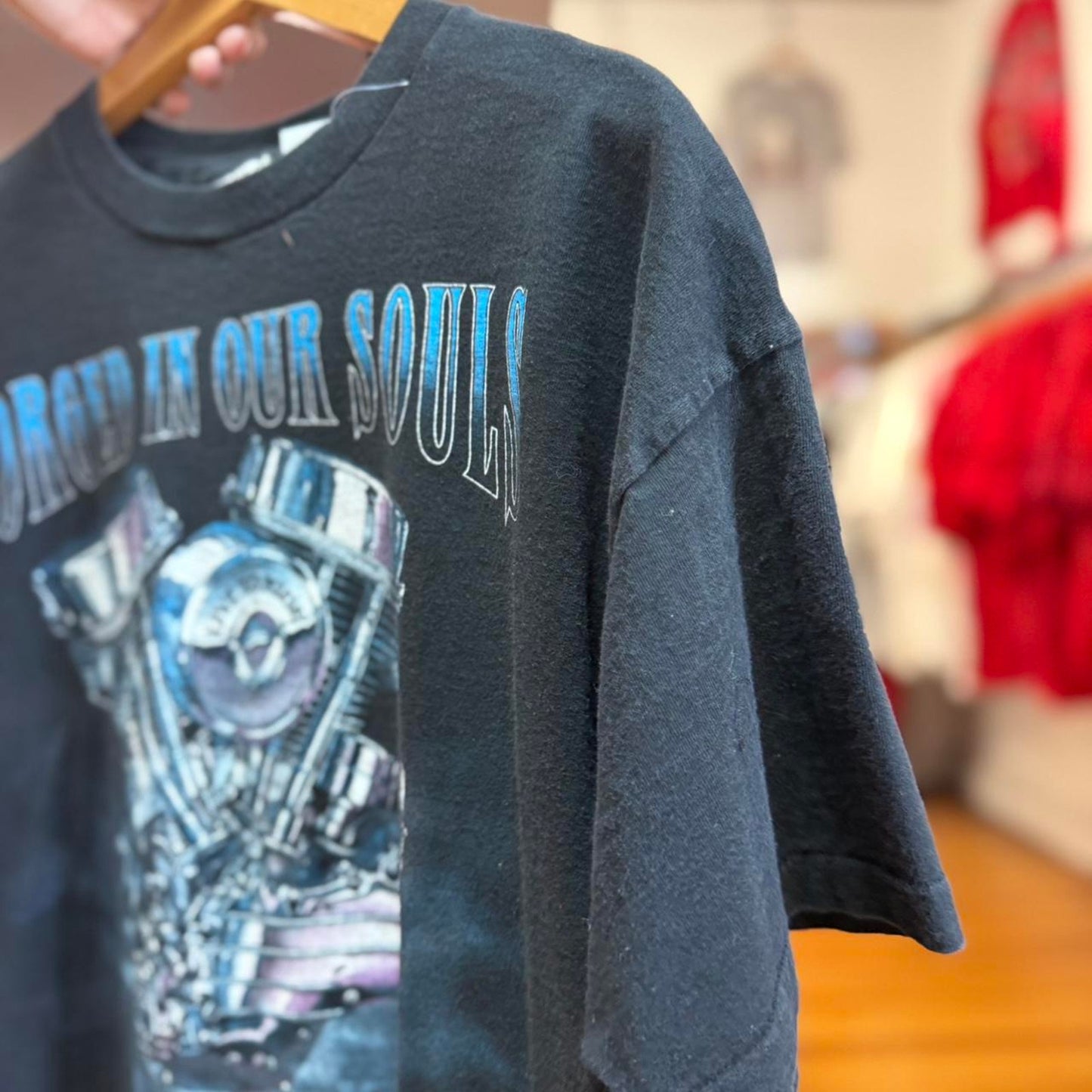 Vintage 90s Forged in Our Souls Engine Harley Davidson Biker T-Shirt