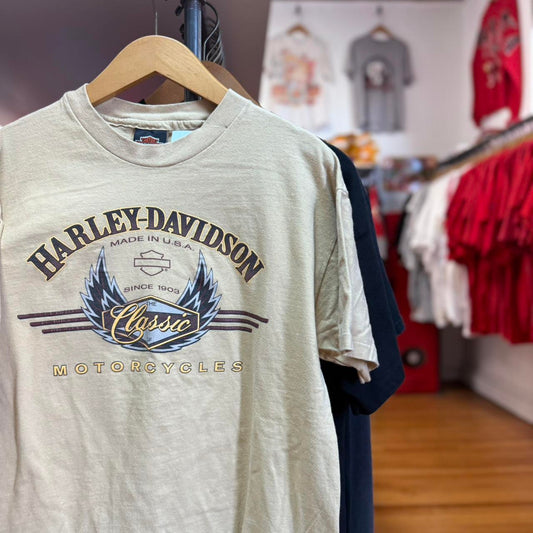 Vintage 90s Harley Davidson Motorcycles Biker Eagle Wings T-Shirt