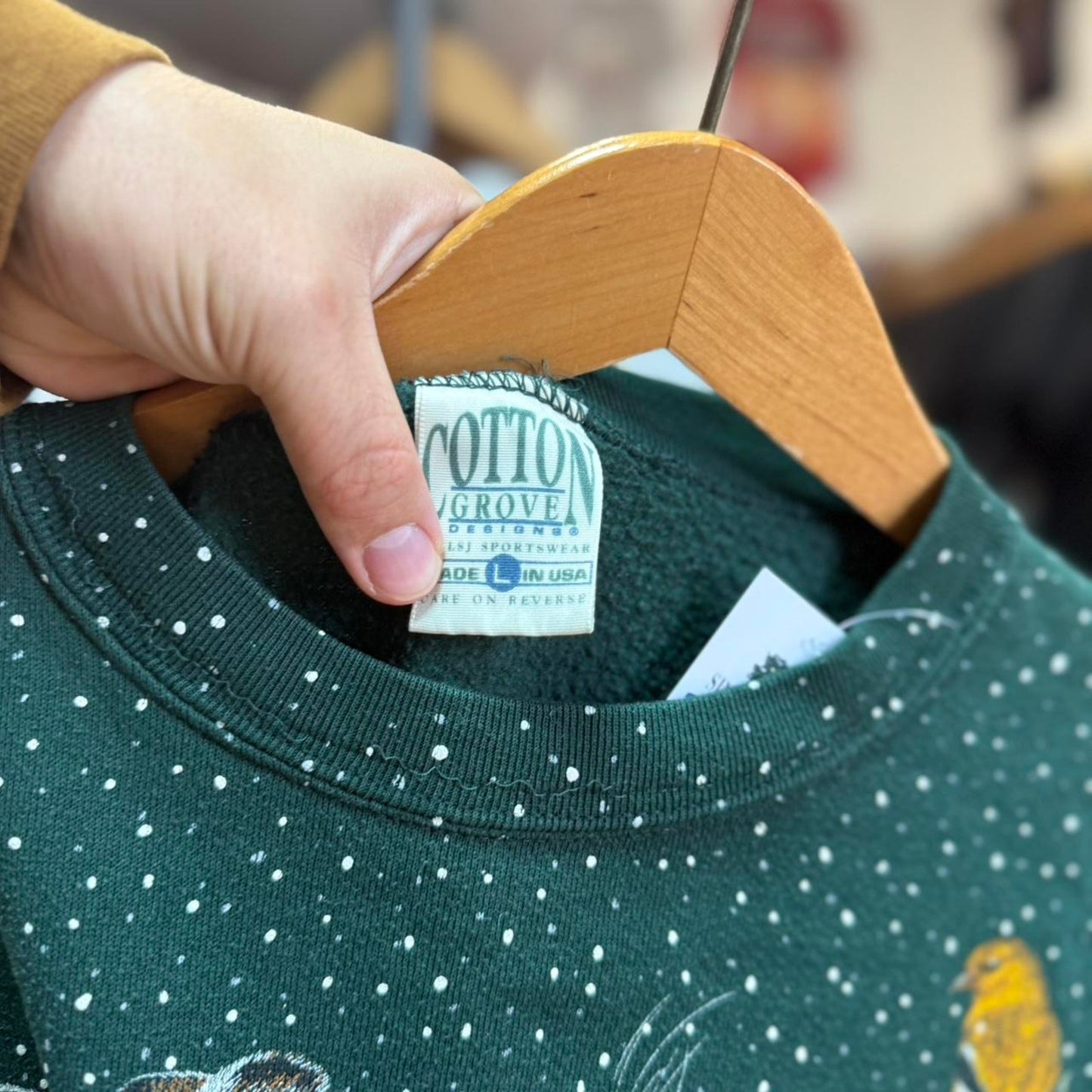 Vintage 90s Rabbit Winter Snow AOP Crewneck