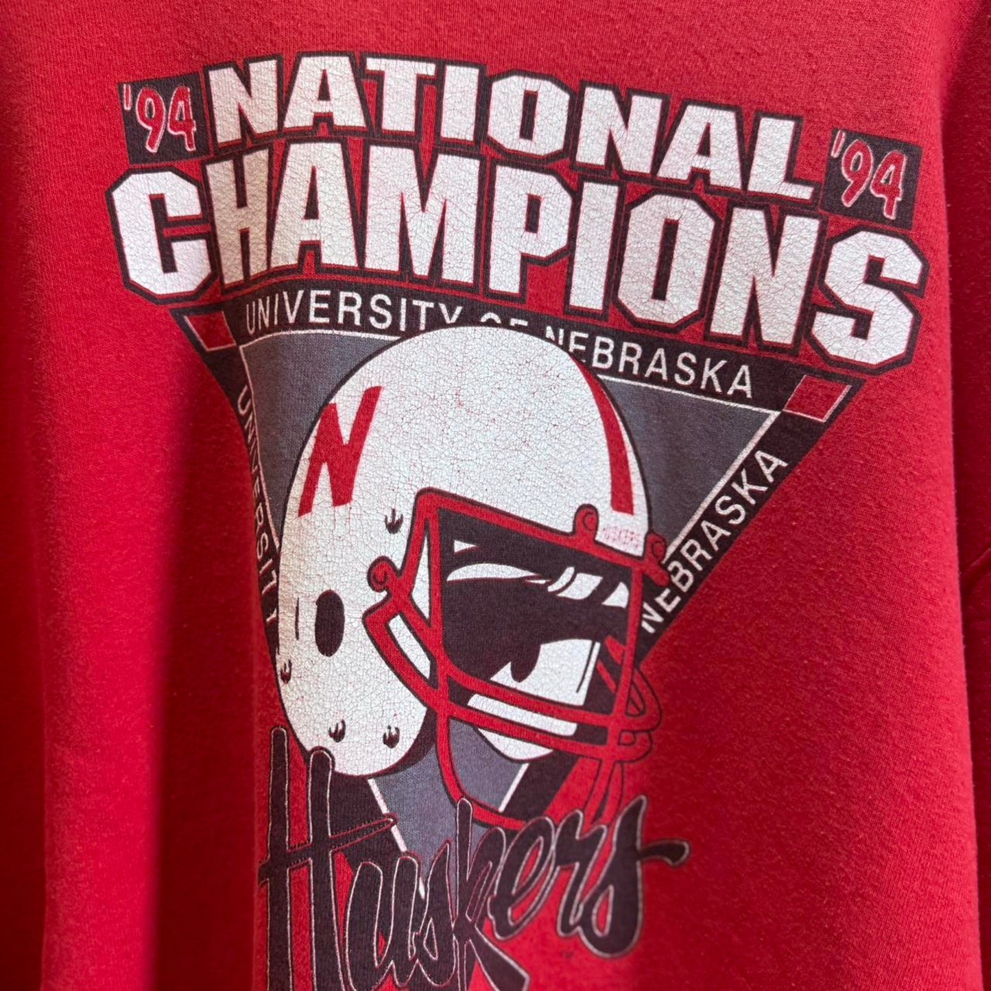 Vintage 90s Nebraska Huskers National Champions Helmet Crewneck