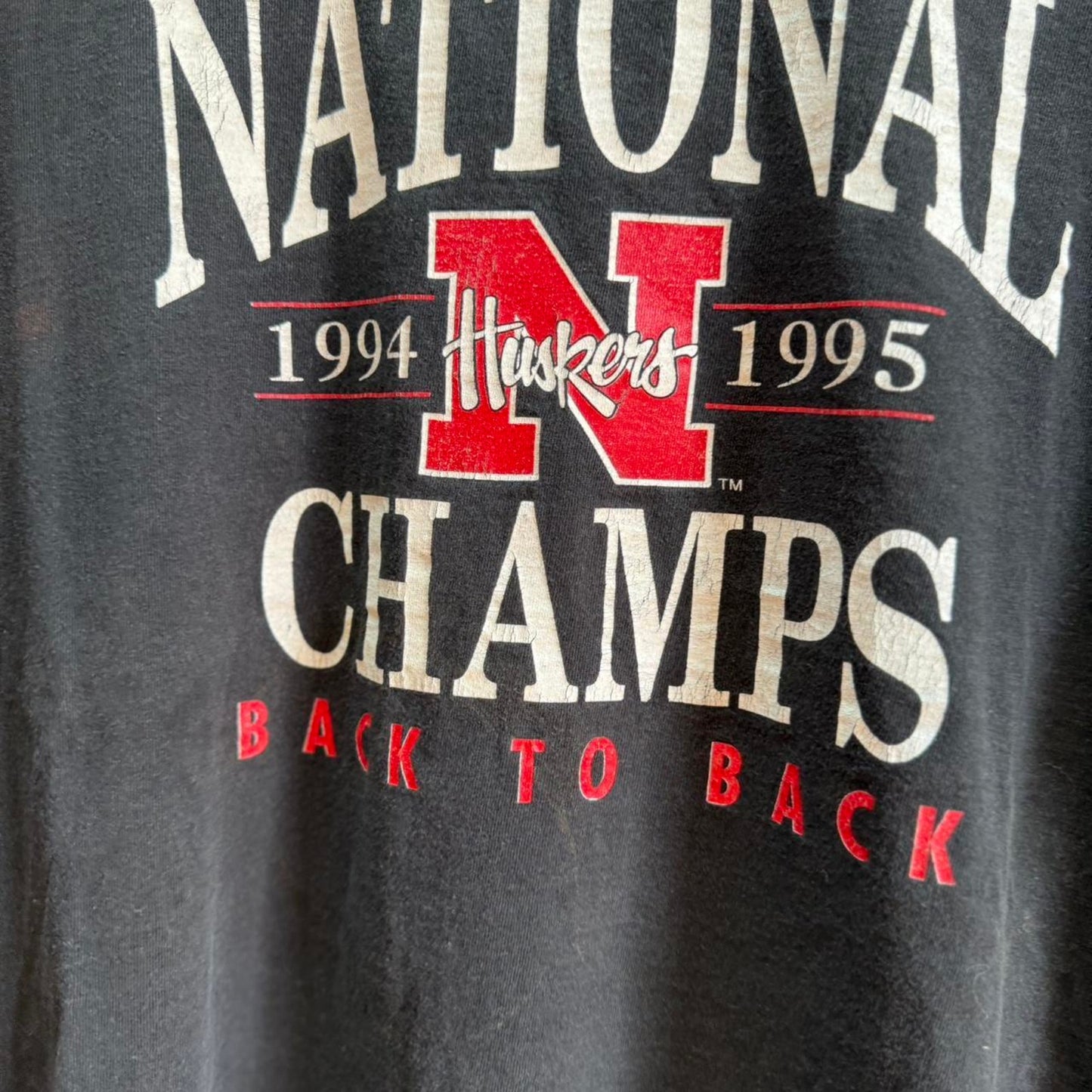 Vintage 90s Nebraska Huskers National Champs T-Shirt - X-Large