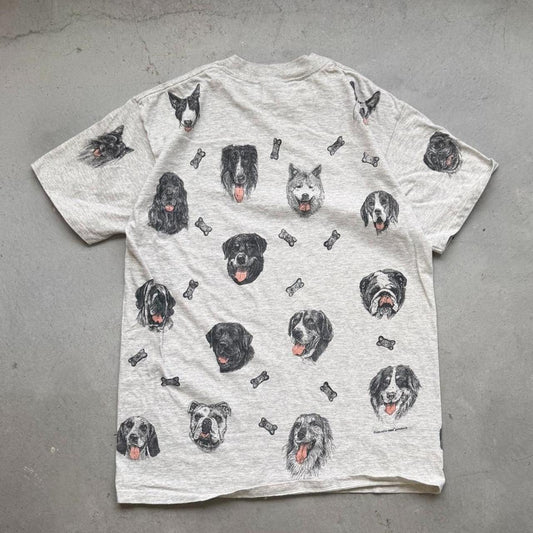 Vintage 90s Dog Animal All Over Print T-Shirt - Large