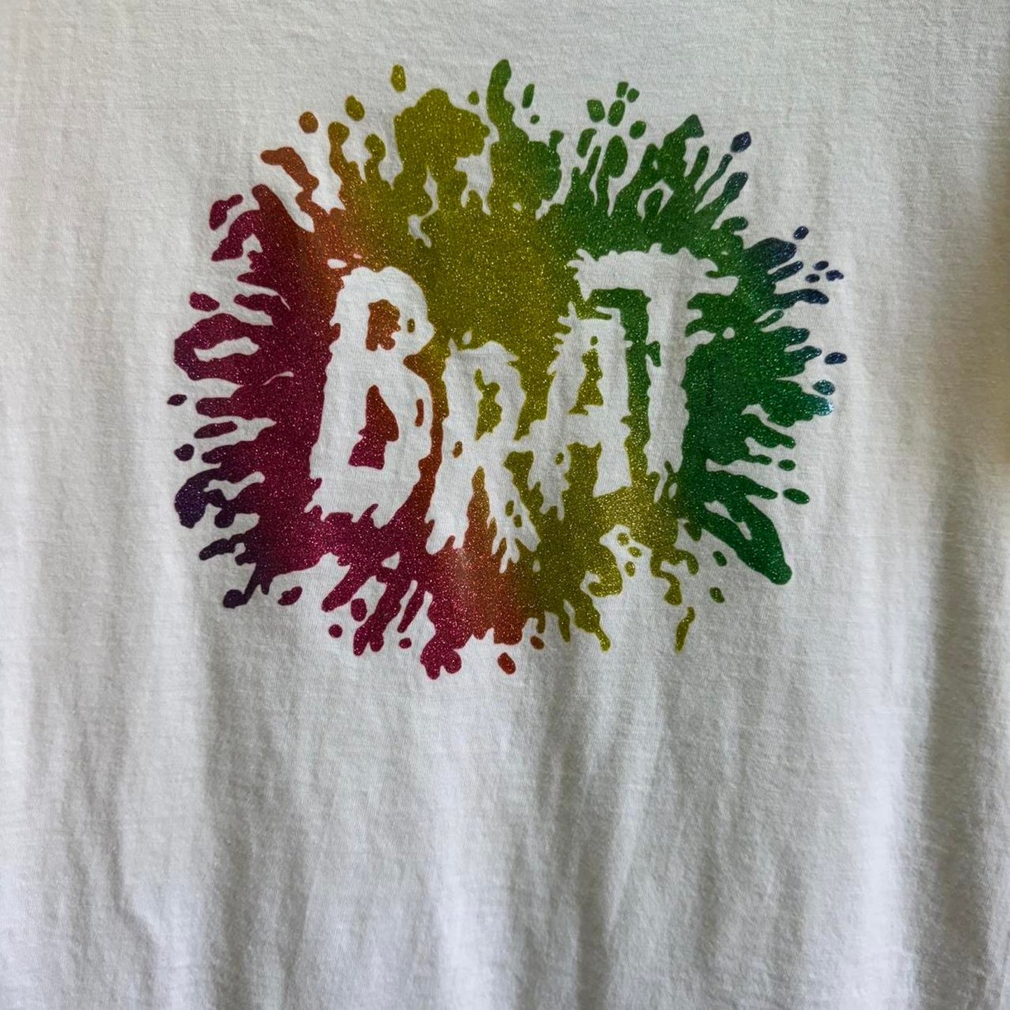 Vintage Brat Glitter Rainbow Splatter T-Shirt