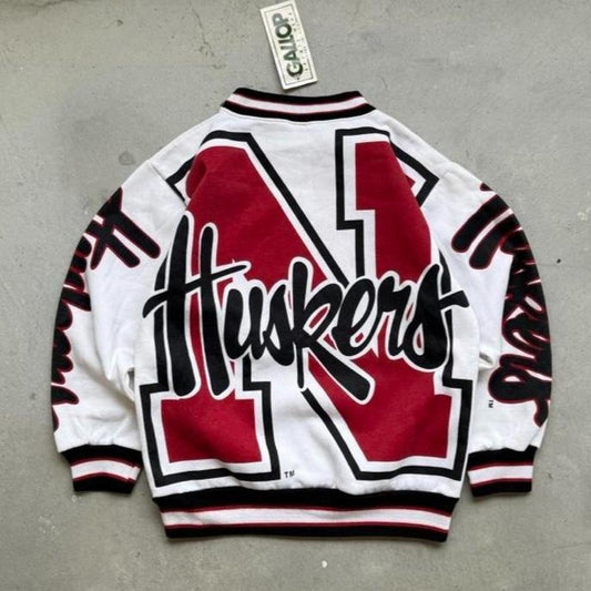 Vintage 90s Nebraska Huskers Gallop AOP Crewneck - Kids Large