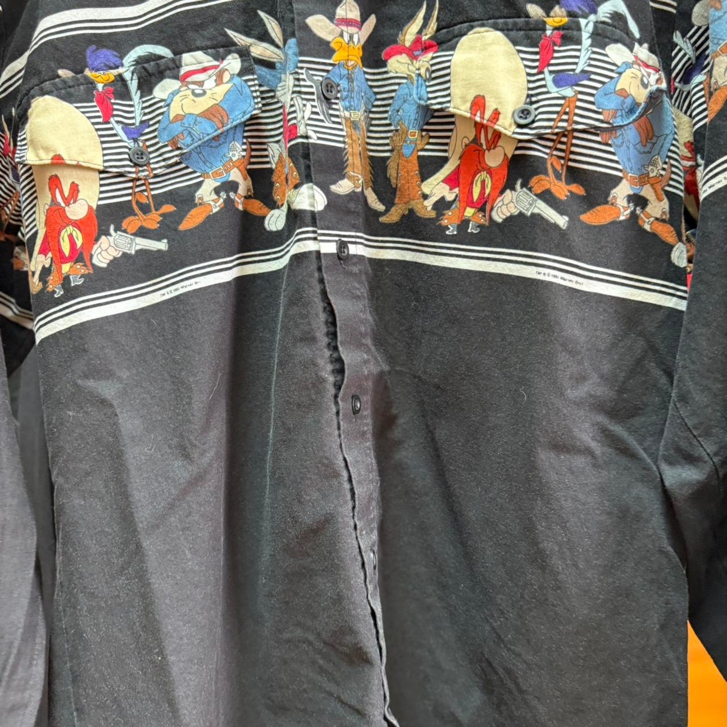 Vintage 90s Looney Tunes Western Cartoon Cowboy Shirt - Large