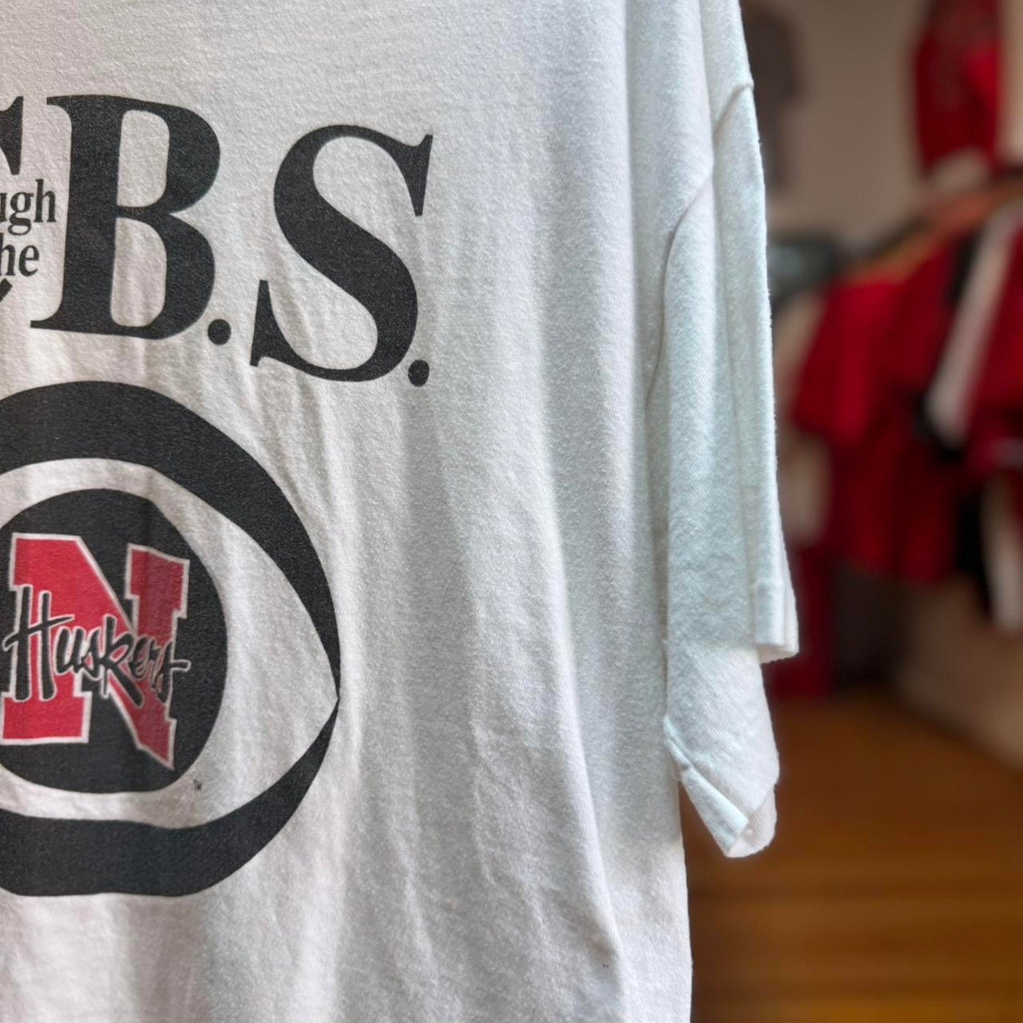 Vintage 90s Nebraska Huskers CBS Football T-Shirt - Large