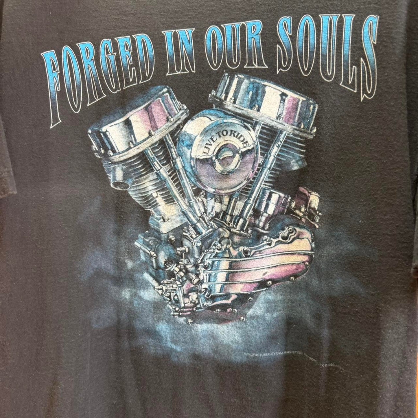 Vintage 90s Forged in Our Souls Engine Harley Davidson Biker T-Shirt