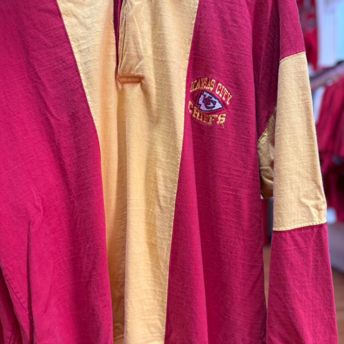 Vintage 90s Kansas City Chiefs Striped Polo Shirt - Large