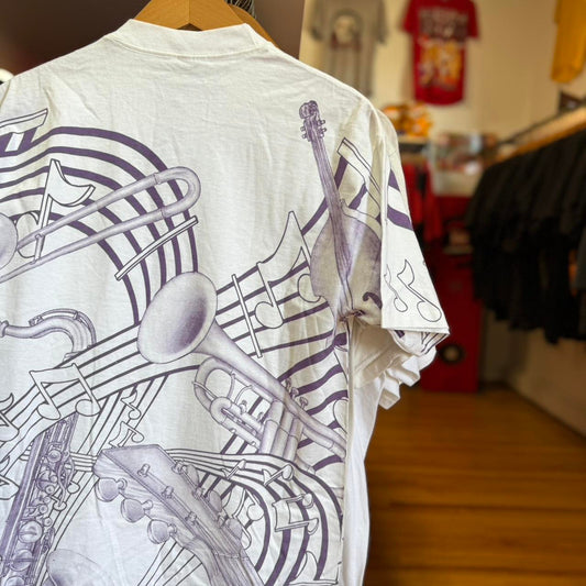 Vintage 90s Music Instrument Heat Changing Trombone Guitar T-Shirt