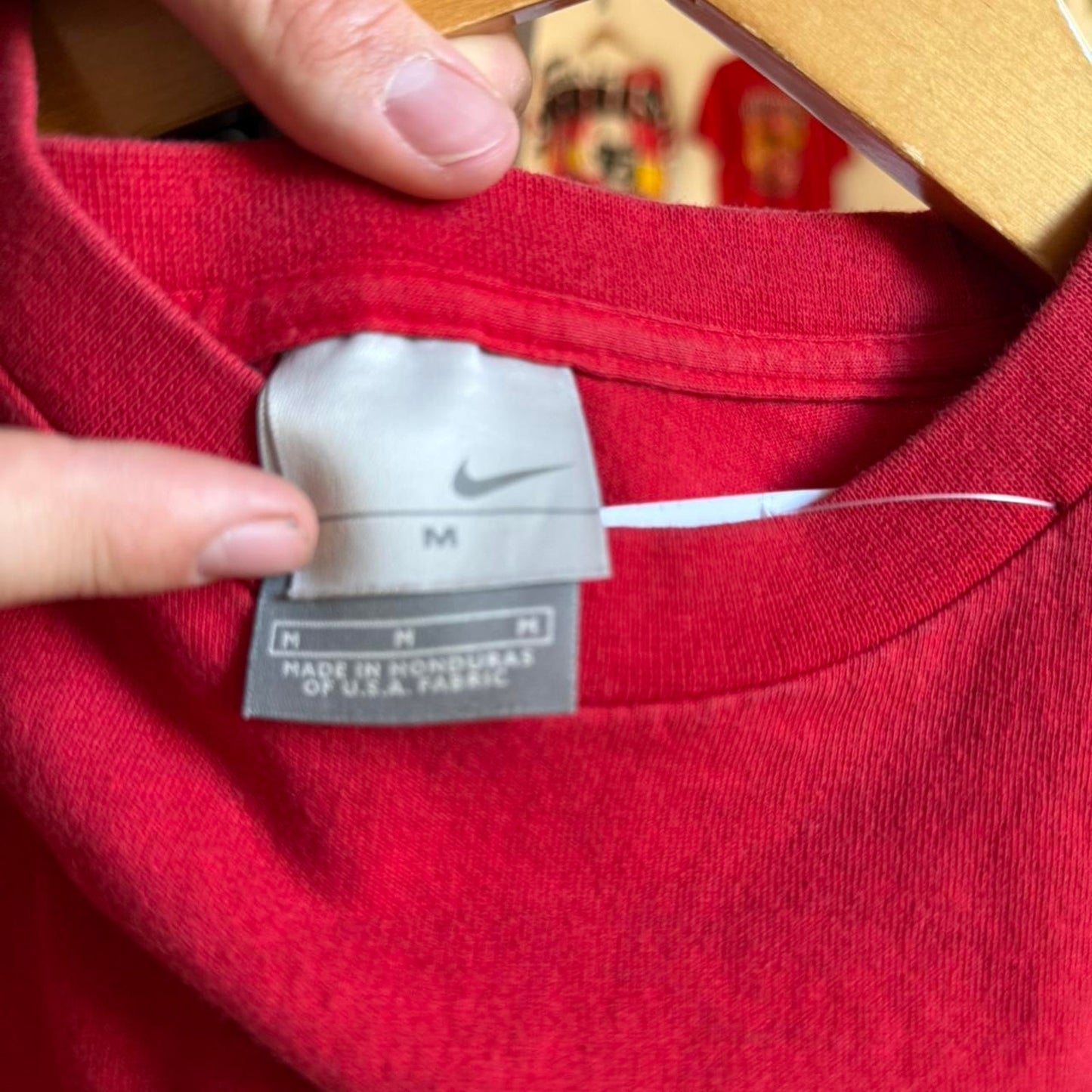 Vintage 90s Nike Swoosh Logo Silver Red T-Shirt