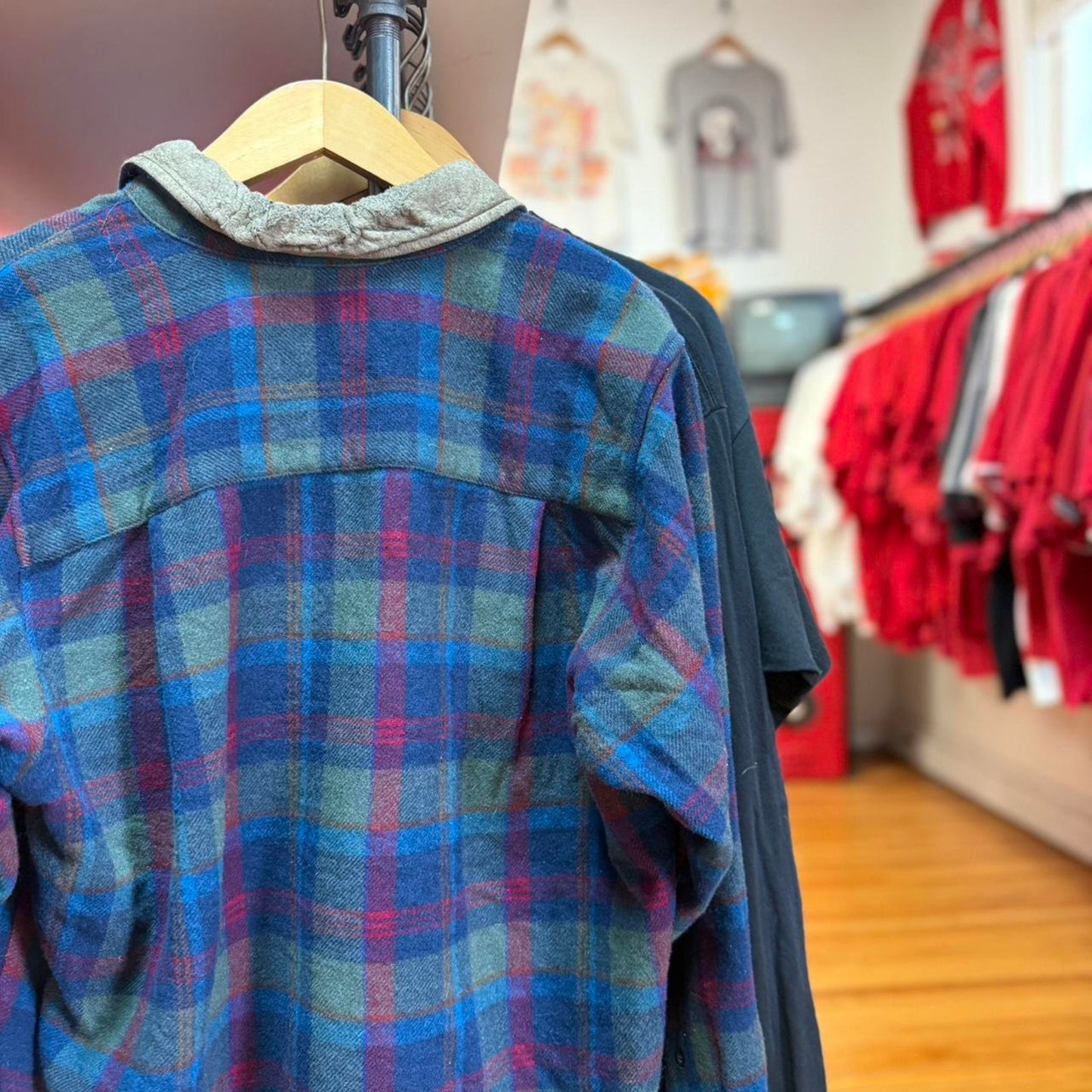 Vintage 90s Pendleton Plaid Wool Suede Collar Shirt - Large