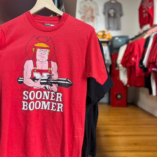 Vintage 90s Nebraska Huskers Sooner Boomer Rambo Football T-Shirt - Medium