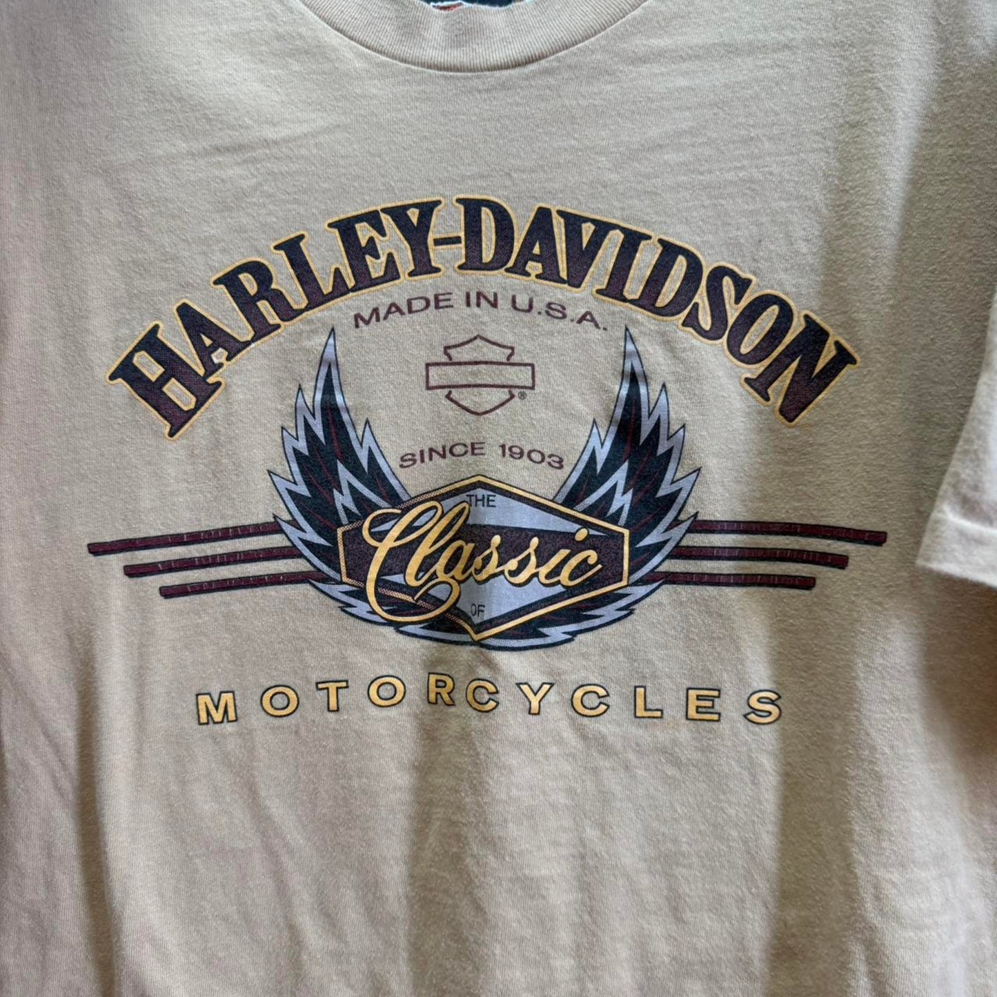Vintage 90s Harley Davidson Motorcycles Biker Eagle Wings T-Shirt