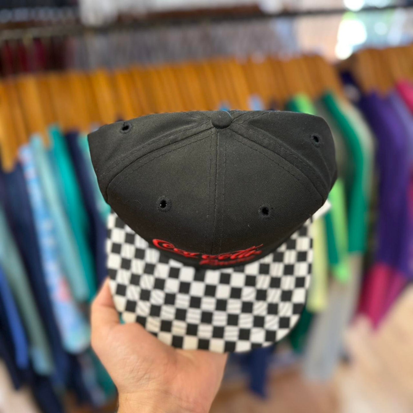 Vintage 90s Coca Cola Racing NASCAR Checkered Flag Snapback