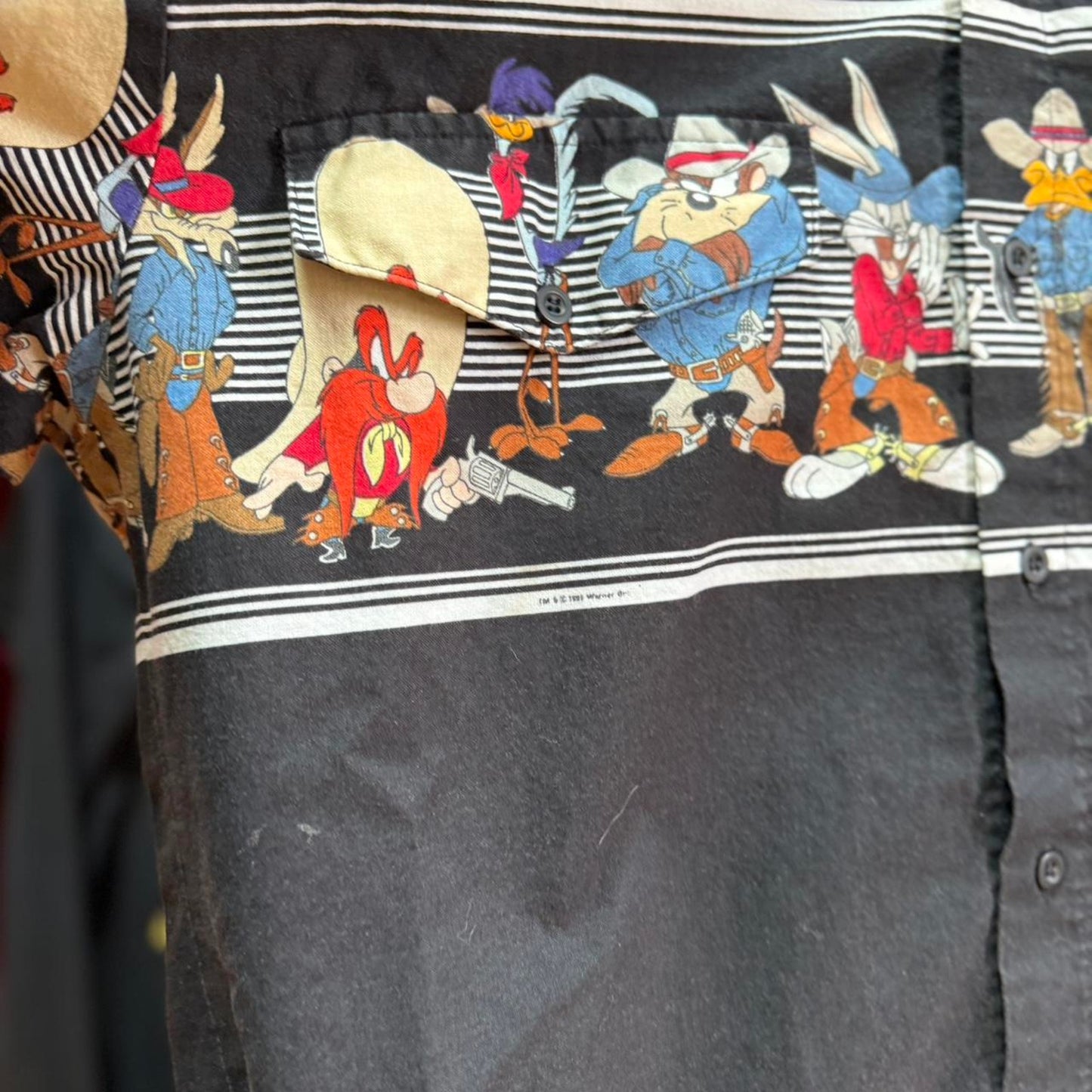 Vintage 90s Looney Tunes Western Cartoon Cowboy Shirt - Large
