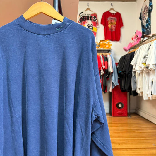 Vintage 90s Nike Mock Neck Swoosh Check Long Sleeve T-Shirt