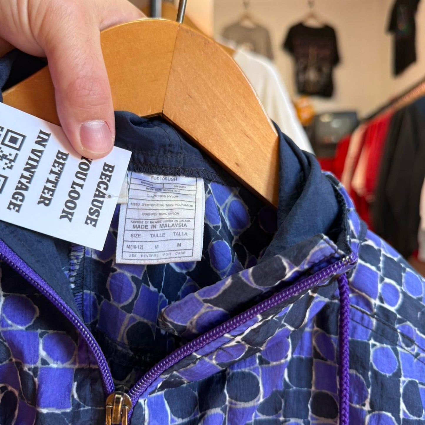 Vintage 90s Nike Swoosh Check Patterned Windbreaker Jacket - Medium