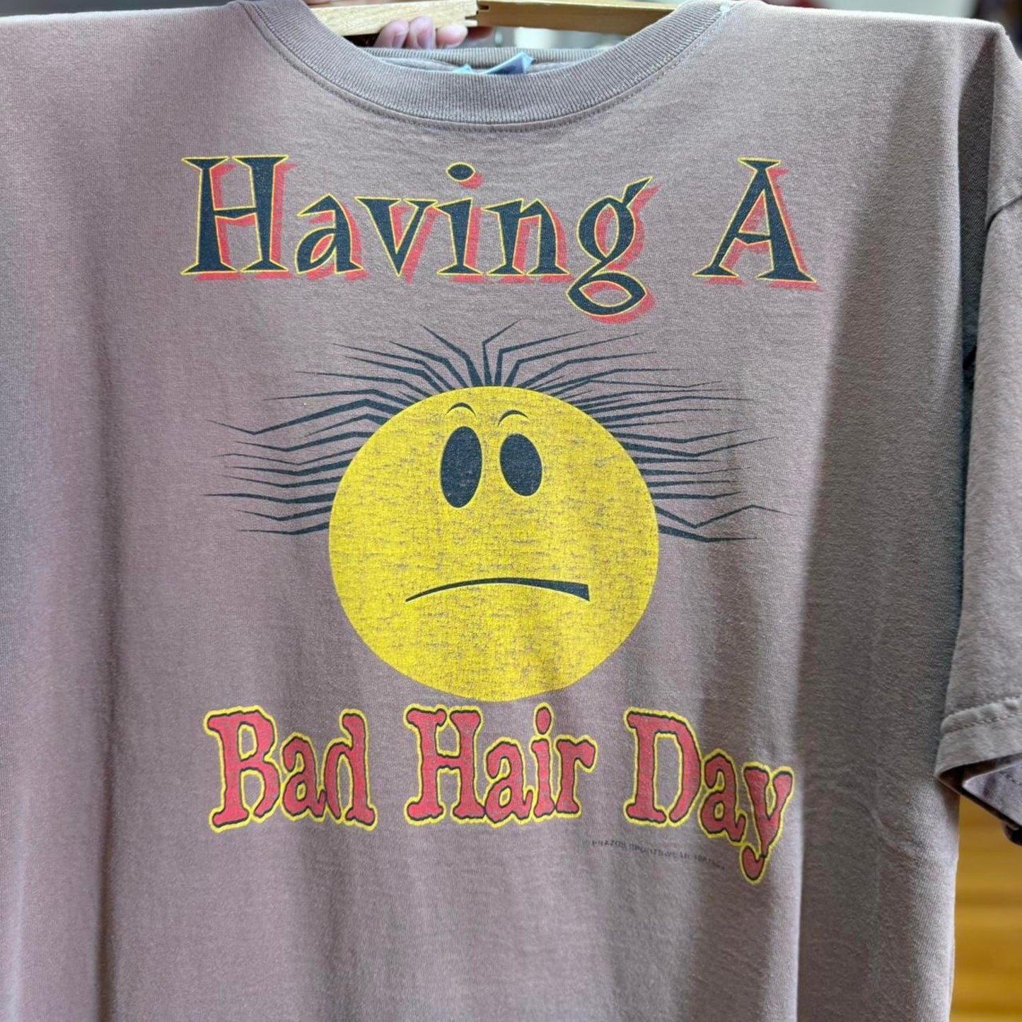 Vintage 90s Having a Bad Hair Day Smiley Face T-Shirt