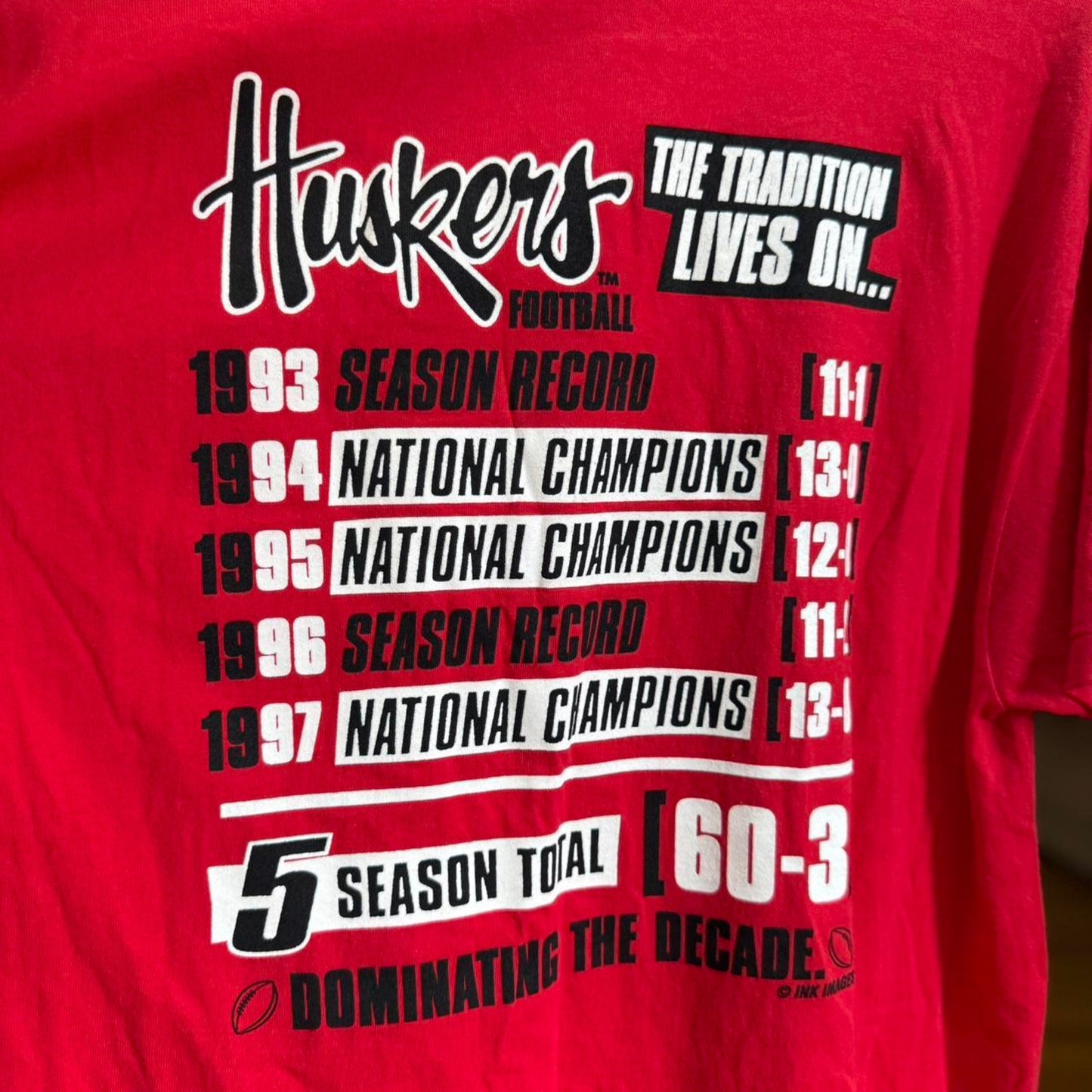 Vintage 90s Nebraska Huskers Football Dominance T-Shirt