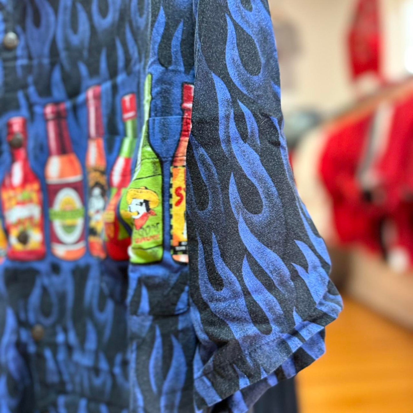 Vintage 90s Big Dogs Hot Sauce Flame Shirt - X-Large