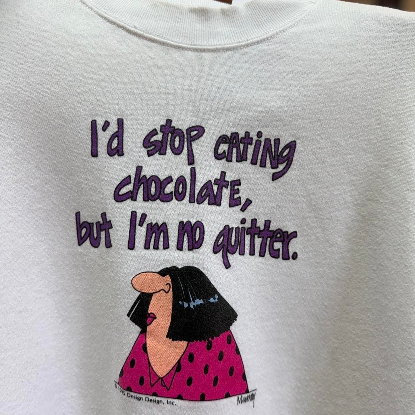 Vintage 90s Stop Eating Chocolate Comic Cartoon Crewneck
