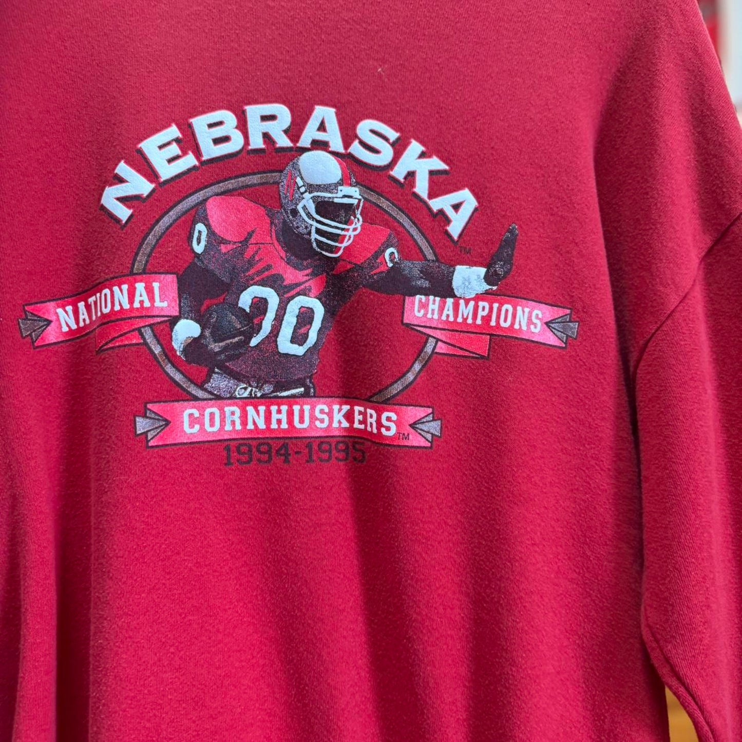 Vintage 90s Nebraska Huskers Football Player Crewneck