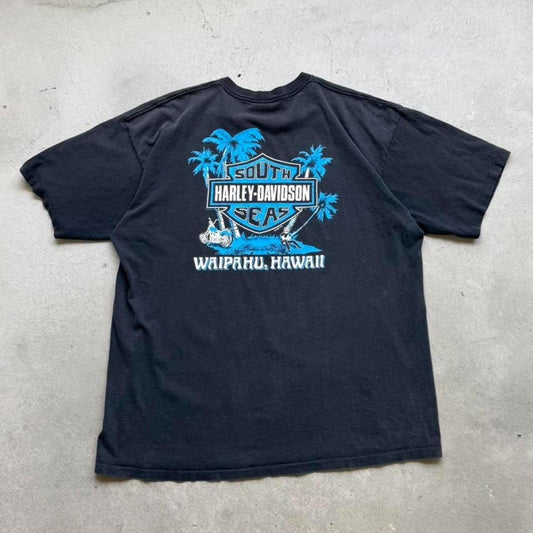 Vintage 90s Harley Davidson Hawaiian Primal Force Biker Volcano T-Shirt - XX-Large