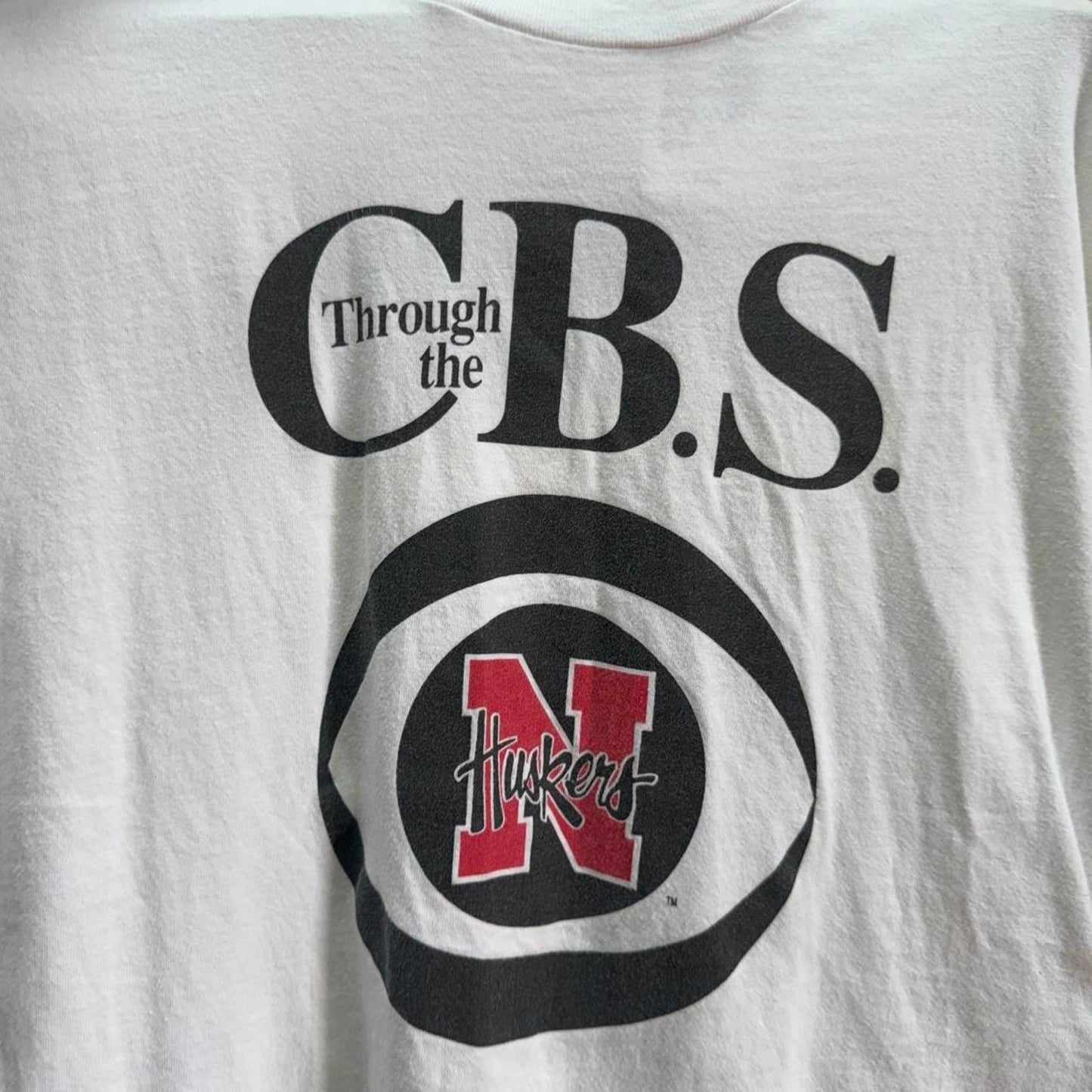 Vintage 90s Nebraska Huskers CBS Football T-Shirt - Large