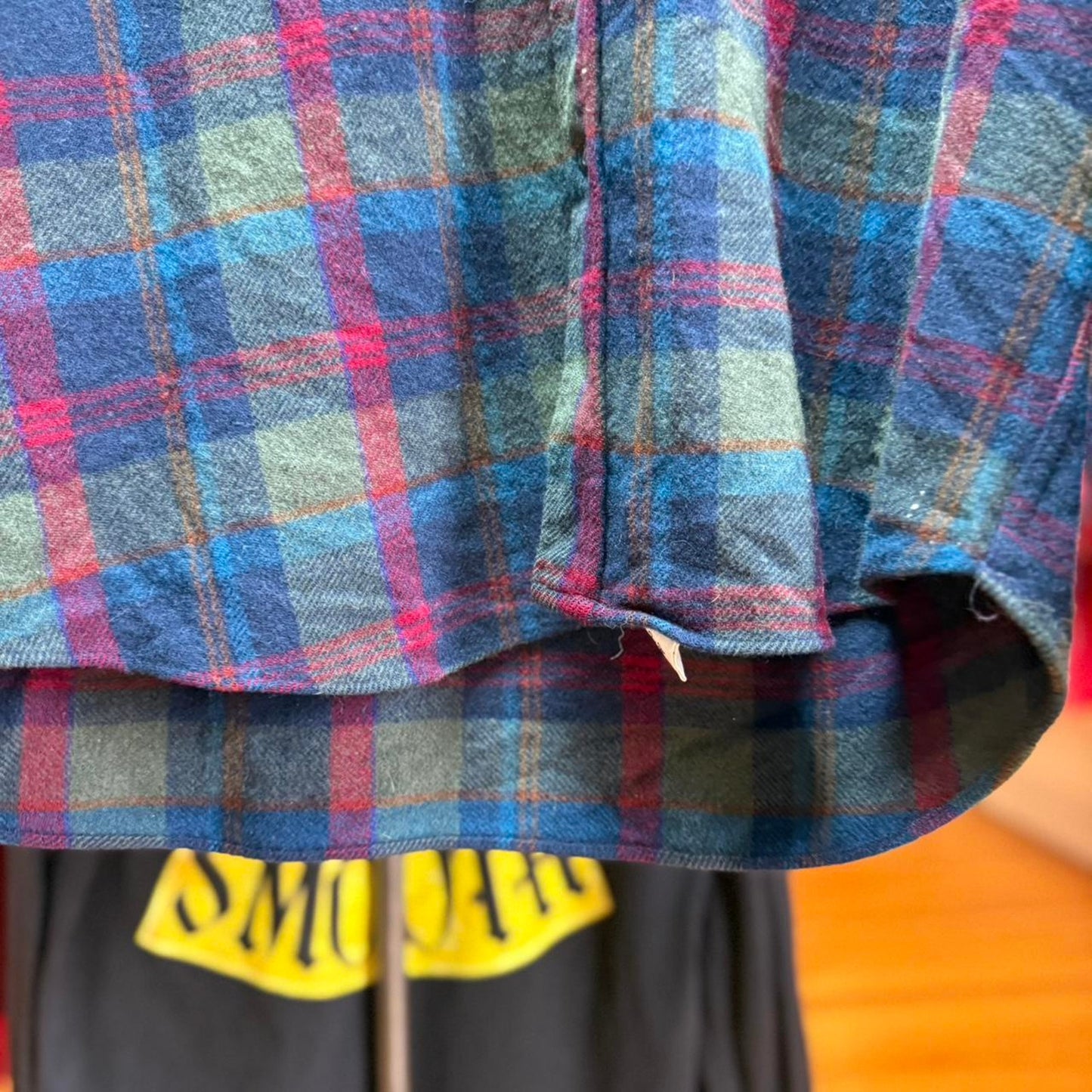 Vintage 90s Pendleton Plaid Wool Suede Collar Shirt - Large