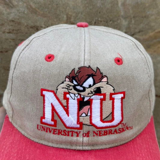 Vintage 90s University of Nebraska Huskers Taz Looney Tunes Snapback