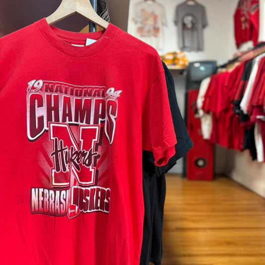 Vintage 90s Nebraska Huskers National Champs T-Shirt - Large