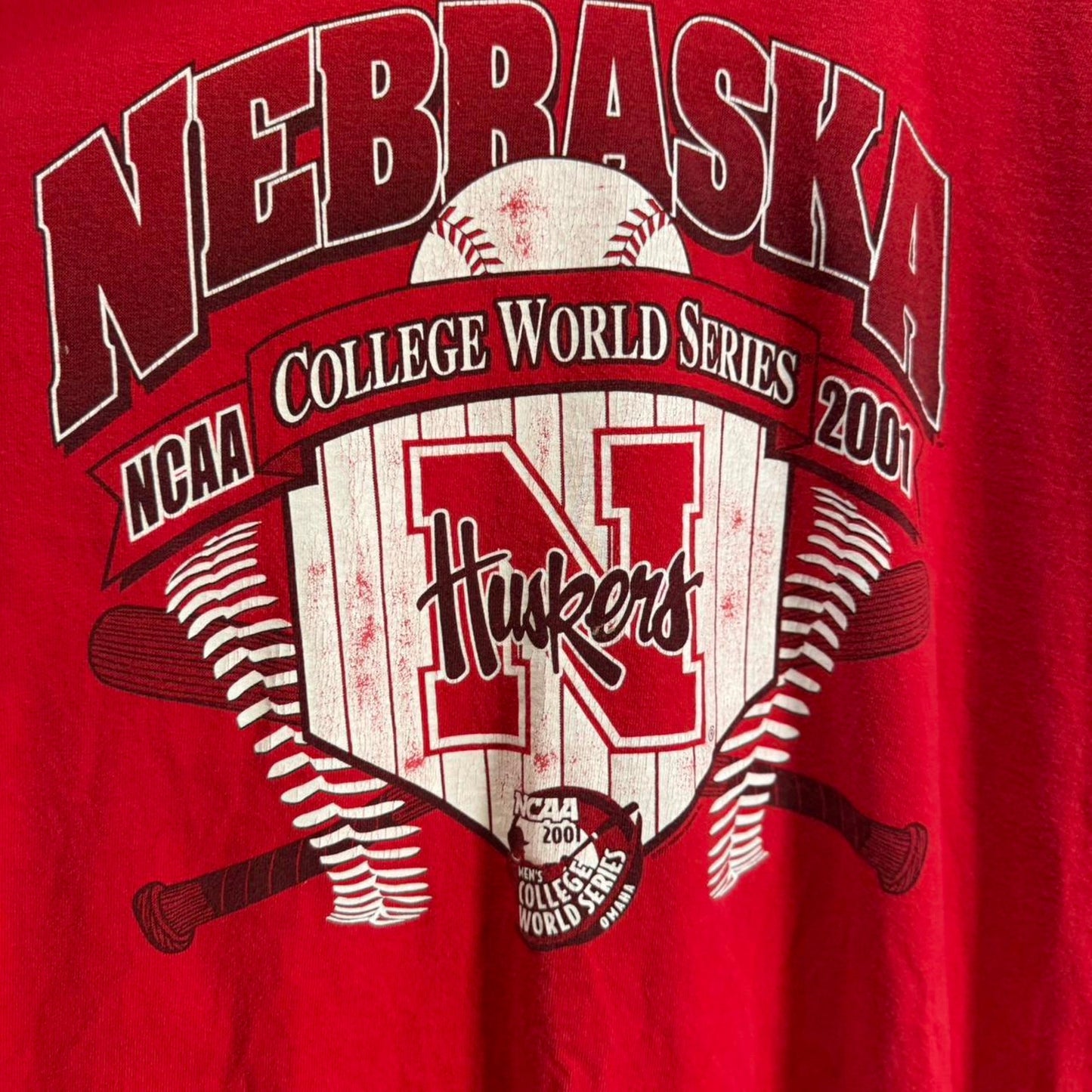 Vintage Y2K Nebraska Huskers CWS Baseball T-Shirt - X-Large