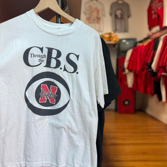 Vintage 90s Nebraska Huskers CBS Football T-Shirt - Large
