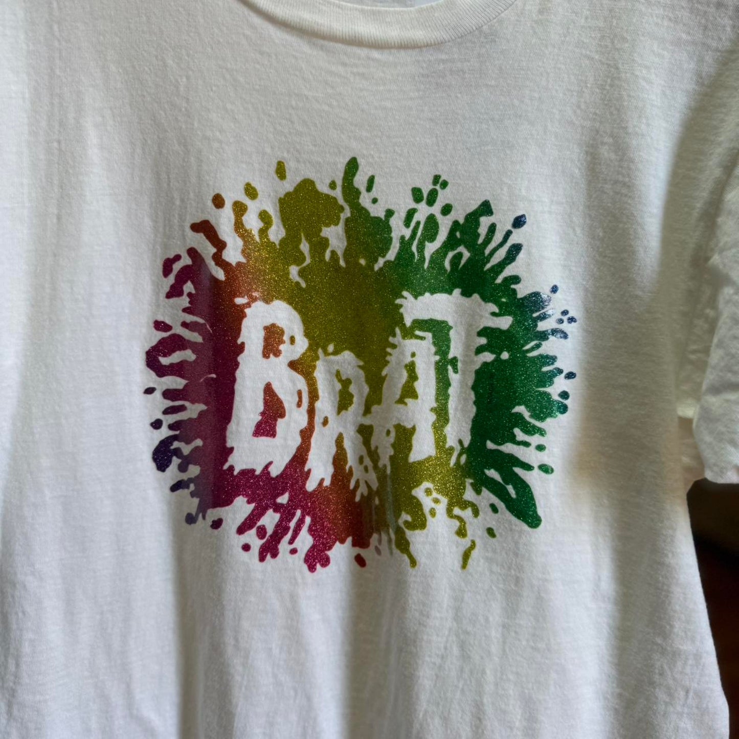 Vintage Brat Glitter Rainbow Splatter T-Shirt
