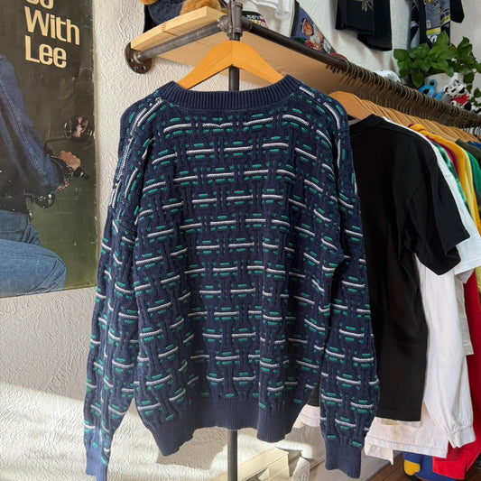 Vintage 90s Patterned Knit Sweater - X-Large