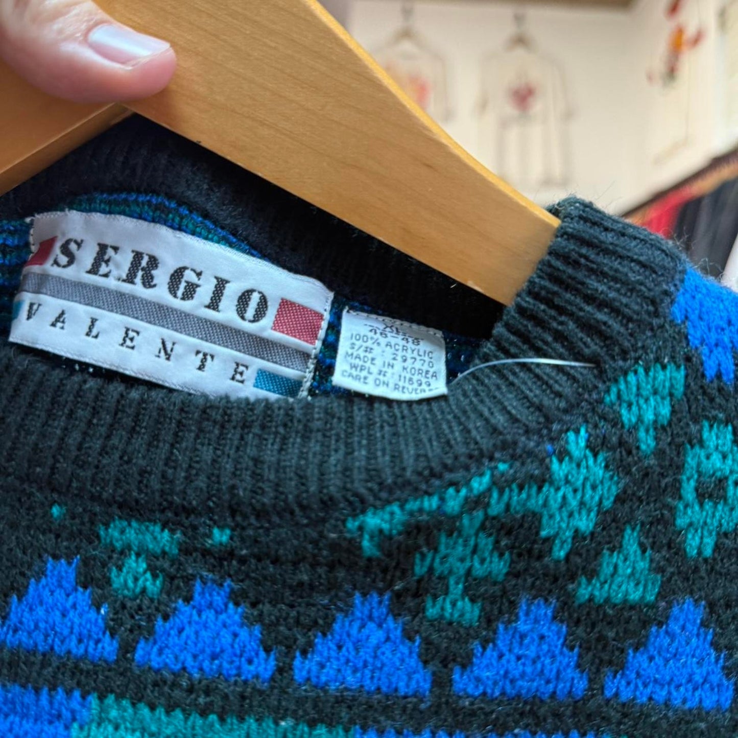 Vintage 90s Diamond Checker Knit Sweater - X-Large