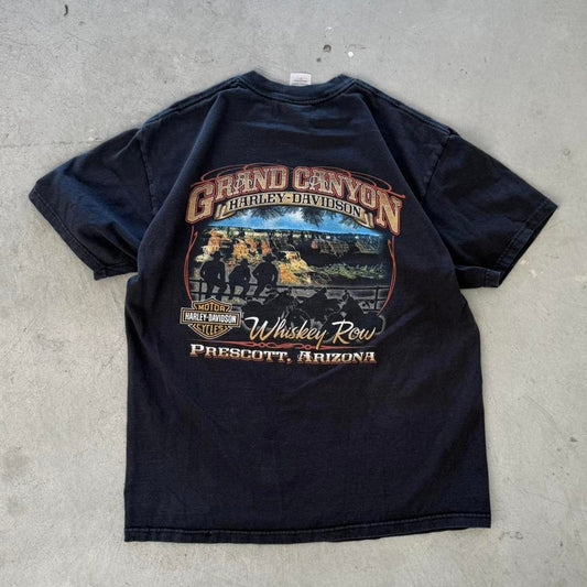Vintage Y2K Harley Davidson Motorcycle Biker Pocket T-Shirt - Large