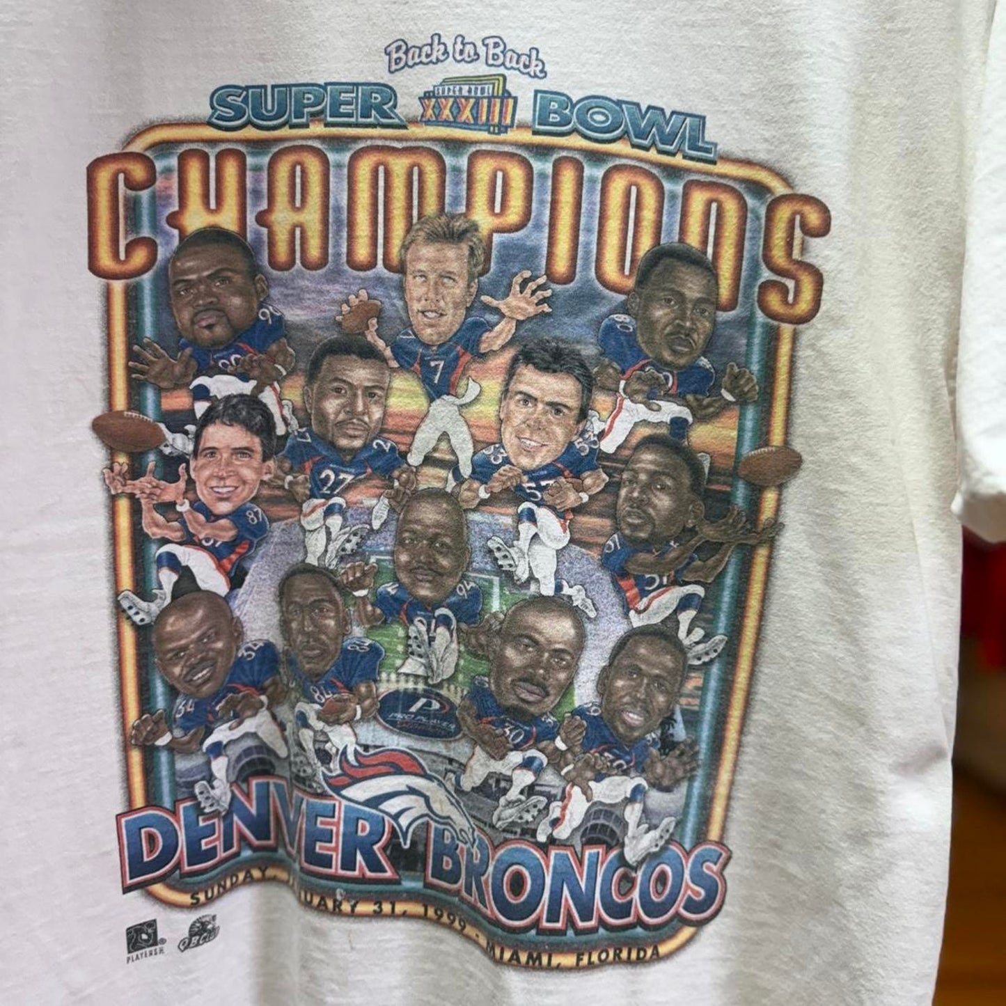 Vintage 90s Denver Broncos Super Bowl Champions Caricature T-Shirt