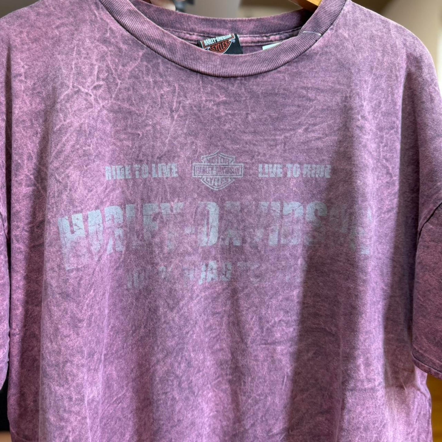 Vintage 90s Harley Davidson Motorcycles Marble Dye Biker T-Shirt