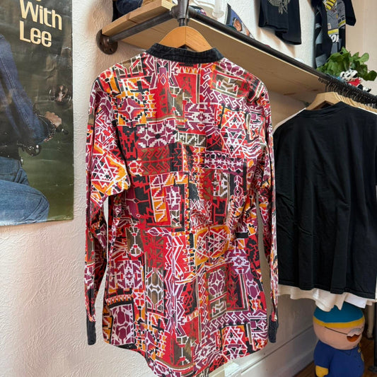 Vintage 90s Funky Disco Patterned Button Up Shirt - X-Large