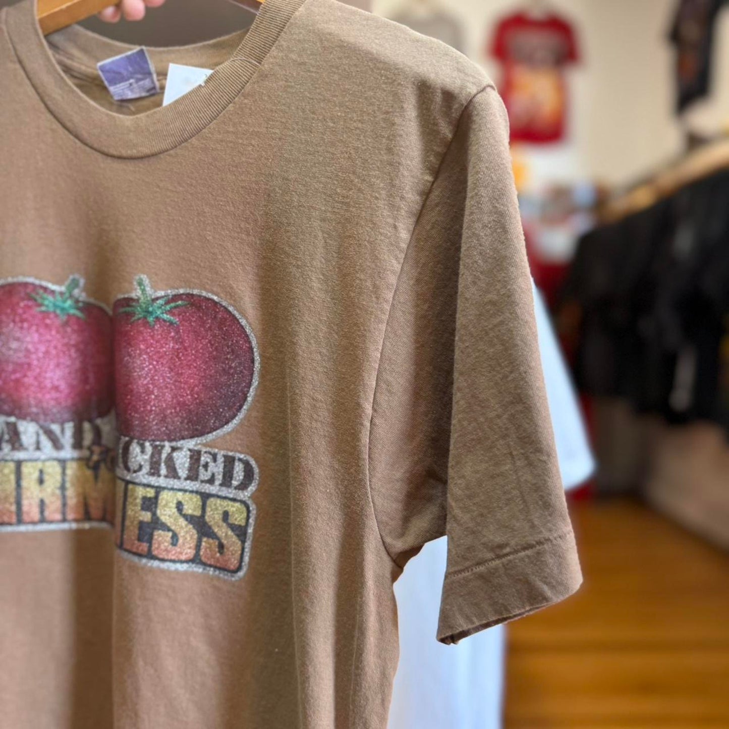 Vintage Hand Picked Firmness Tomato Boob Joke T-Shirt
