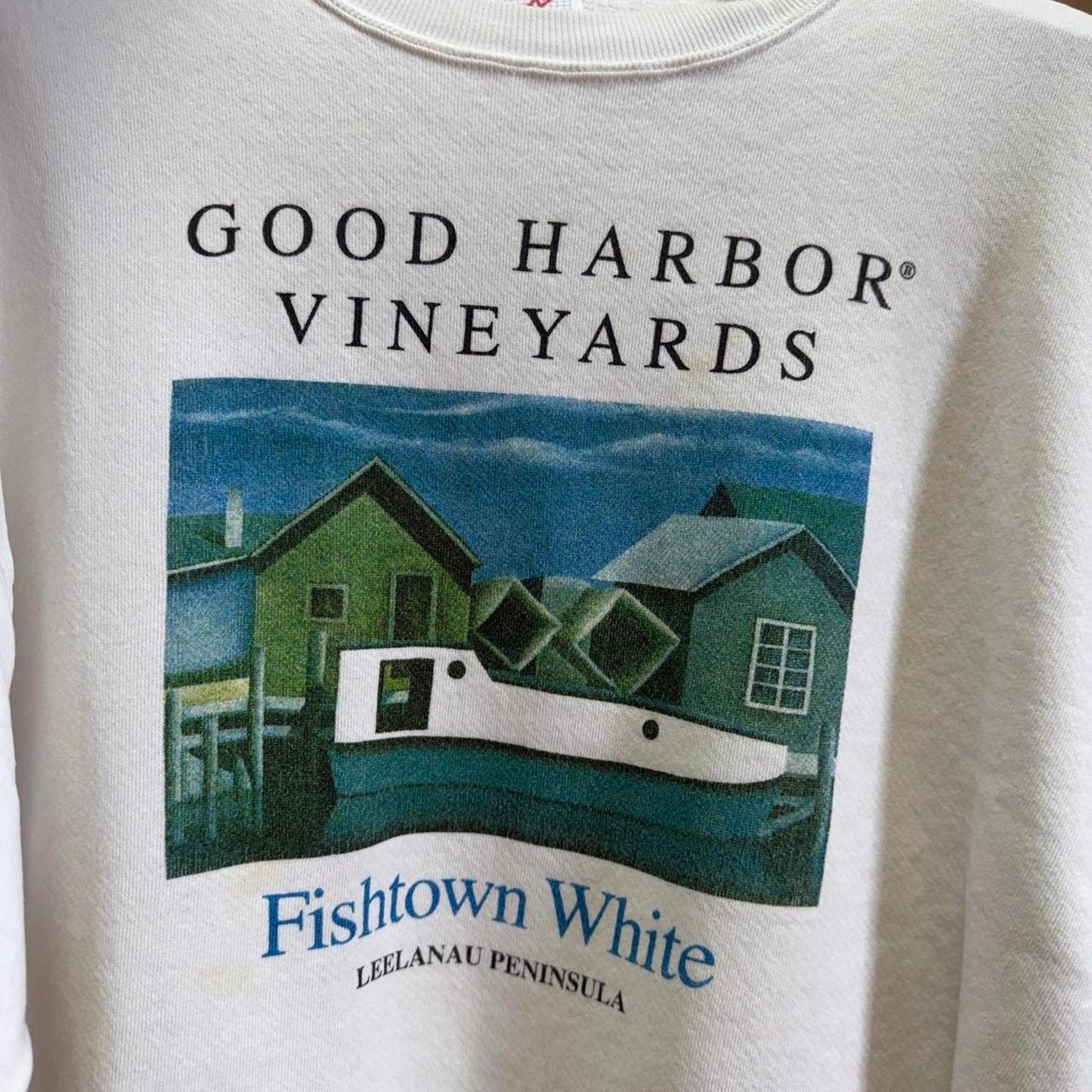 Vintage 90s Good Harbor Vineyard Fishtown White Crewneck