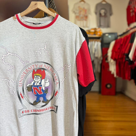Vintage 90s Nebraska Huskers Herbie Lightning T-Shirt - Large