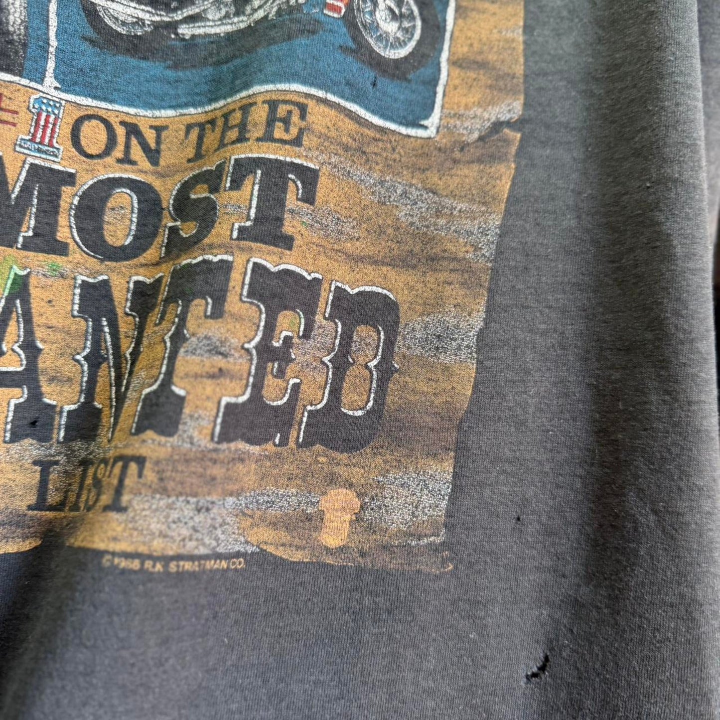 Vintage Harley Davidson Most Wanted Motorcycle Biker Cutoff Shirt