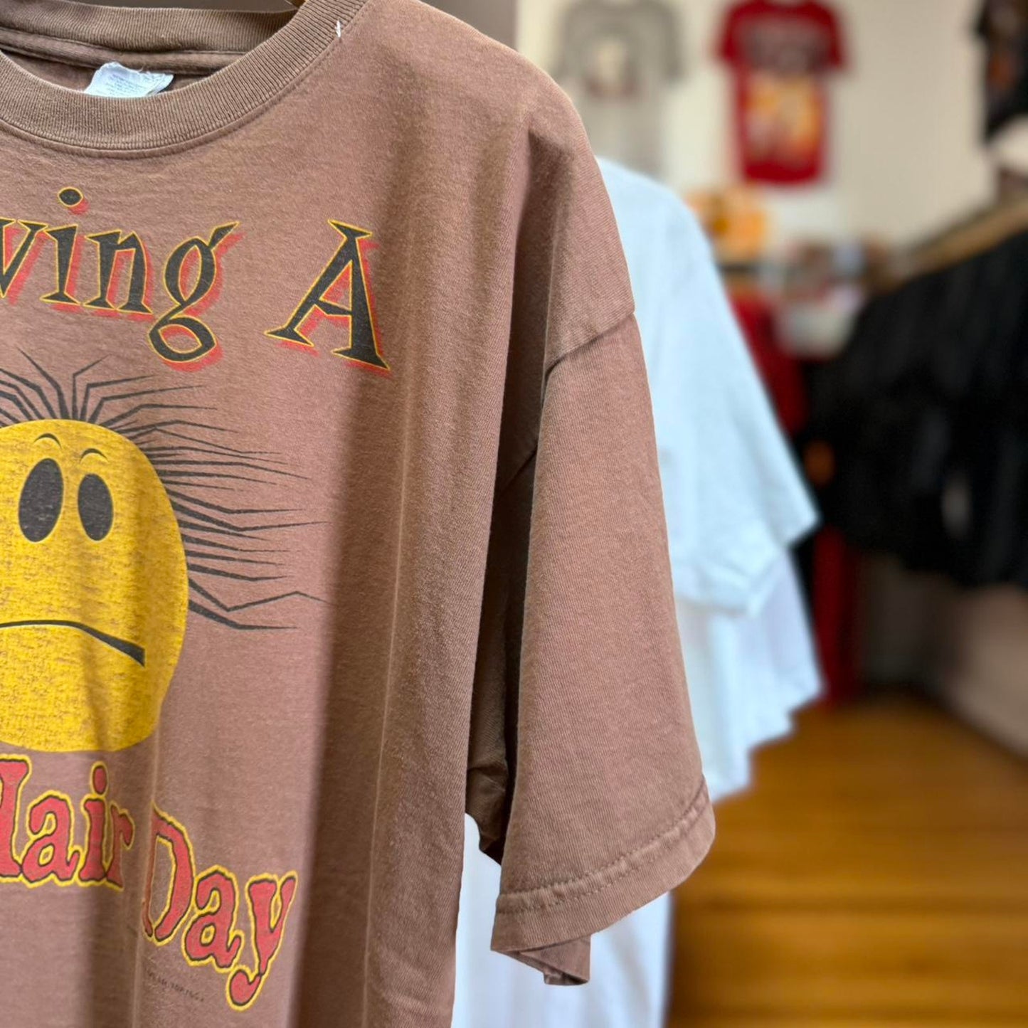 Vintage 90s Having a Bad Hair Day Smiley Face T-Shirt